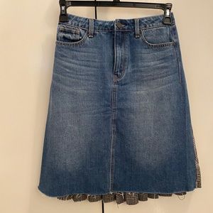 Habitual Mixed Media Denim Pleated Skirt